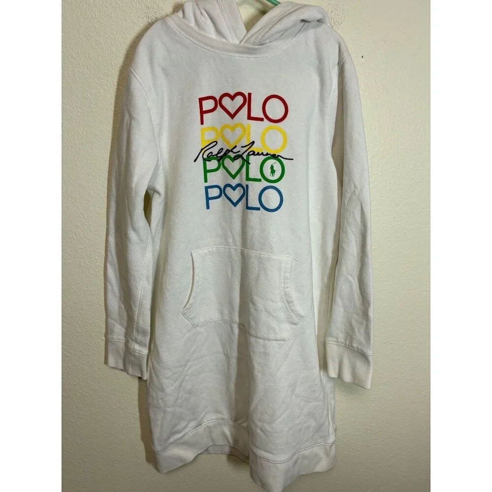 Polo Ralph Lauren Hoodie Sweatshirt Dress Casual Girls Size Large (12/14)